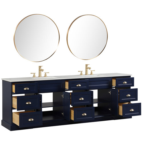 Willa Arlo Interiors Travis 96'' Double Bathroom Vanity with Quartz Top ...